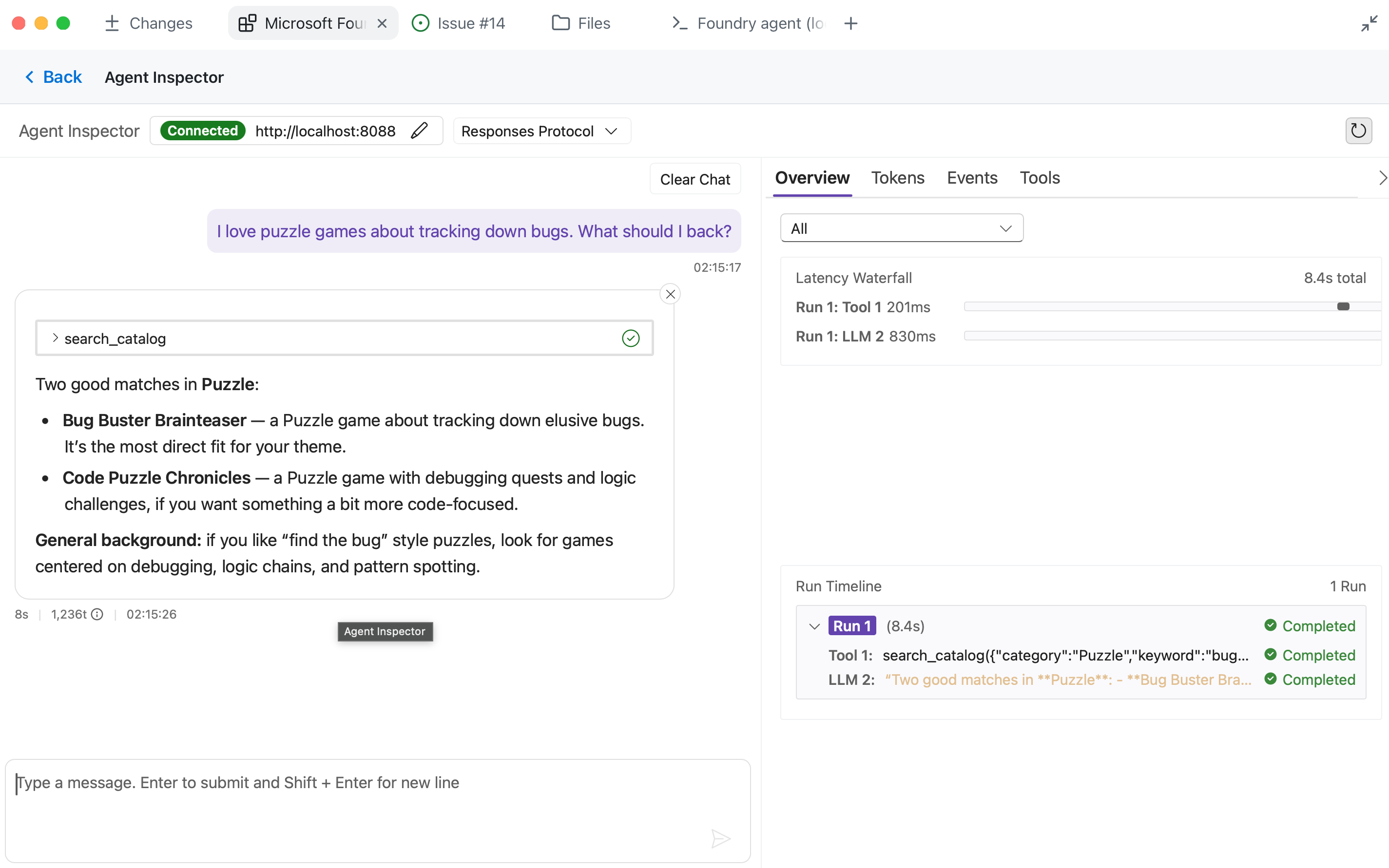 Grounded recommendation in Agent Inspector